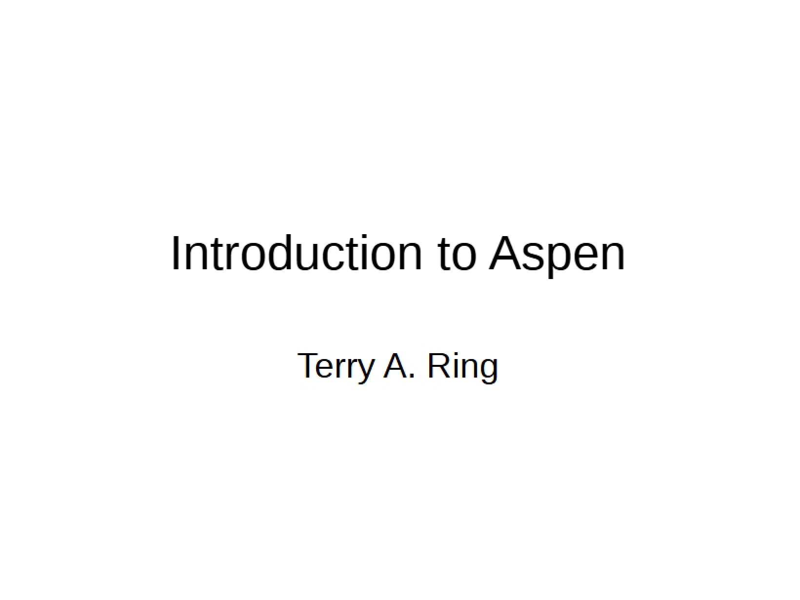 Aspen Introduction