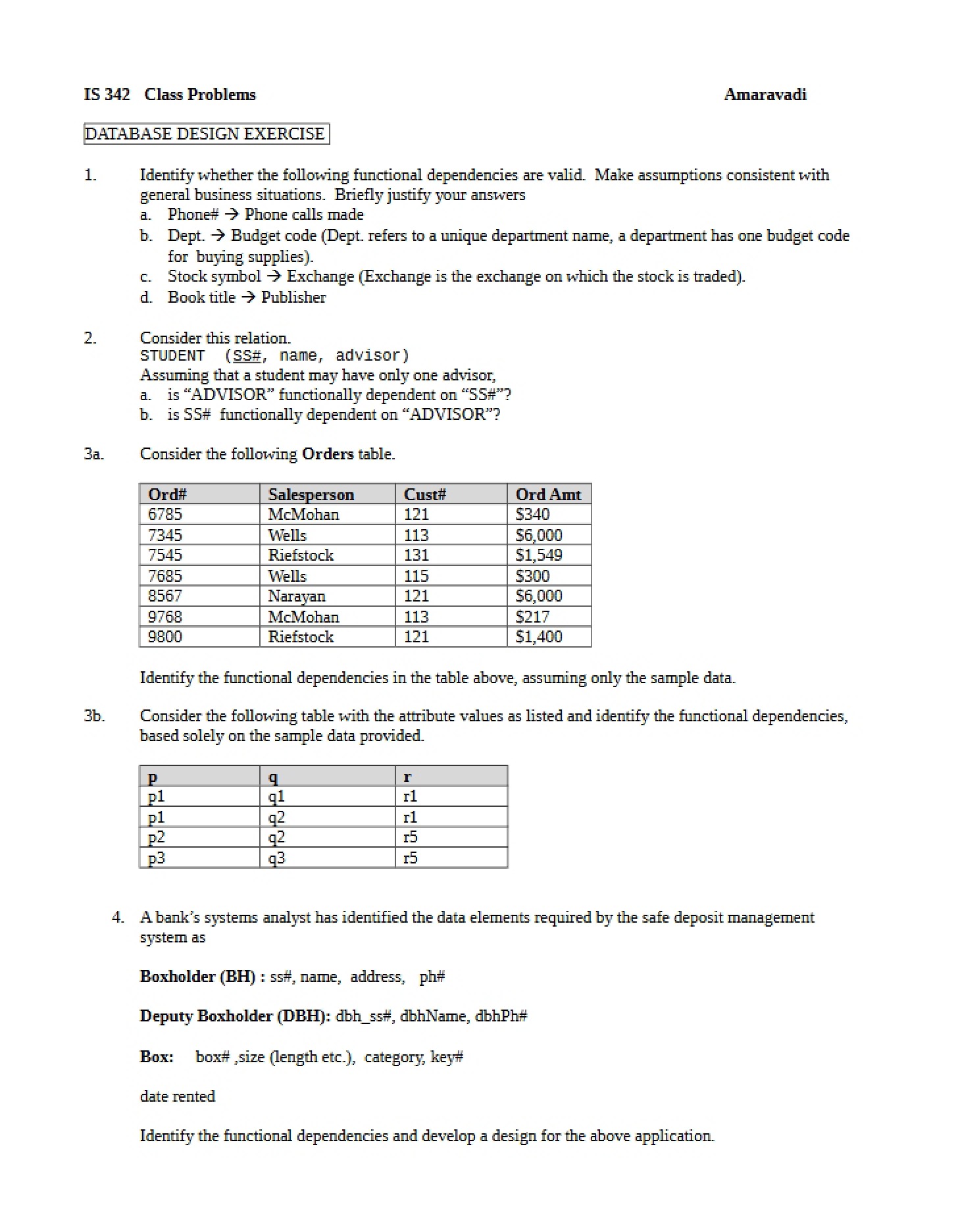Problems for Class