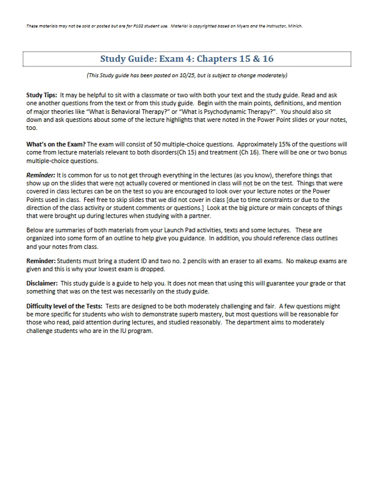 Exam Four Study Guide