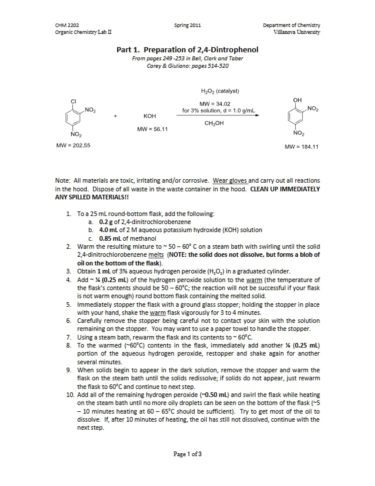 Preparation of 2,4-Dinitrophenol (Part 1)
