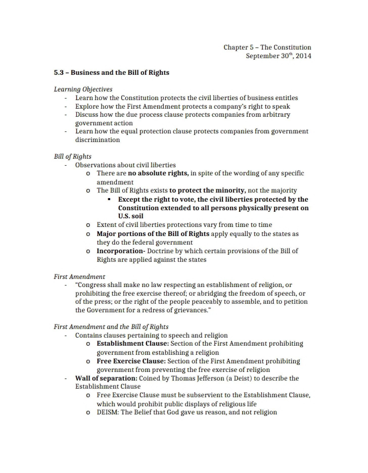 U.S. Constitution (Chapter 5)