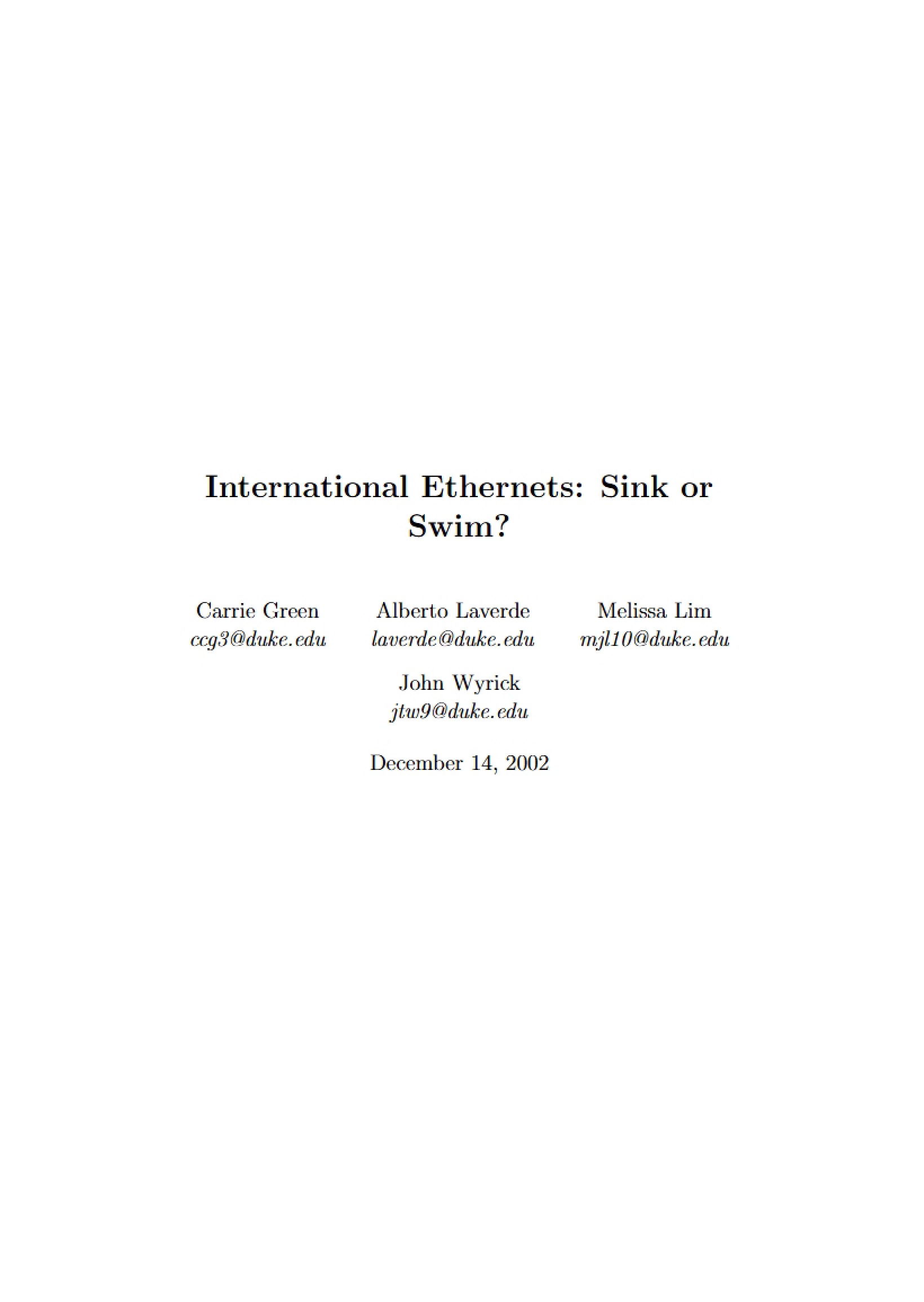 Ethernets on an International Scale