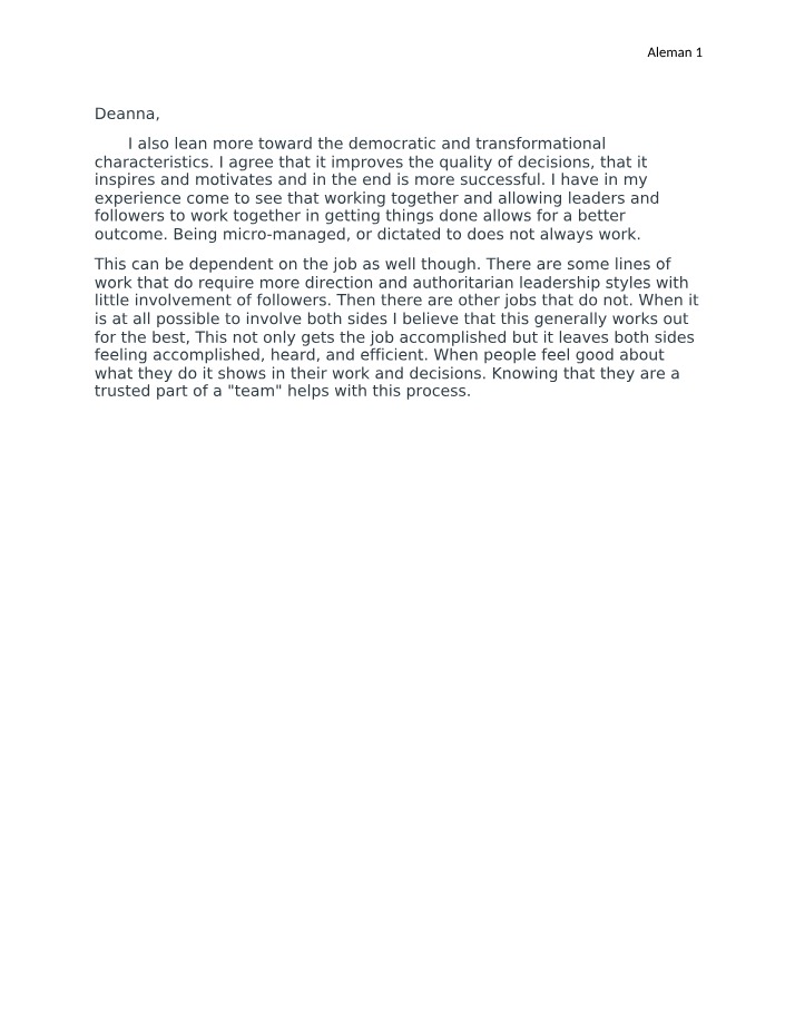 Analysis of Leadership