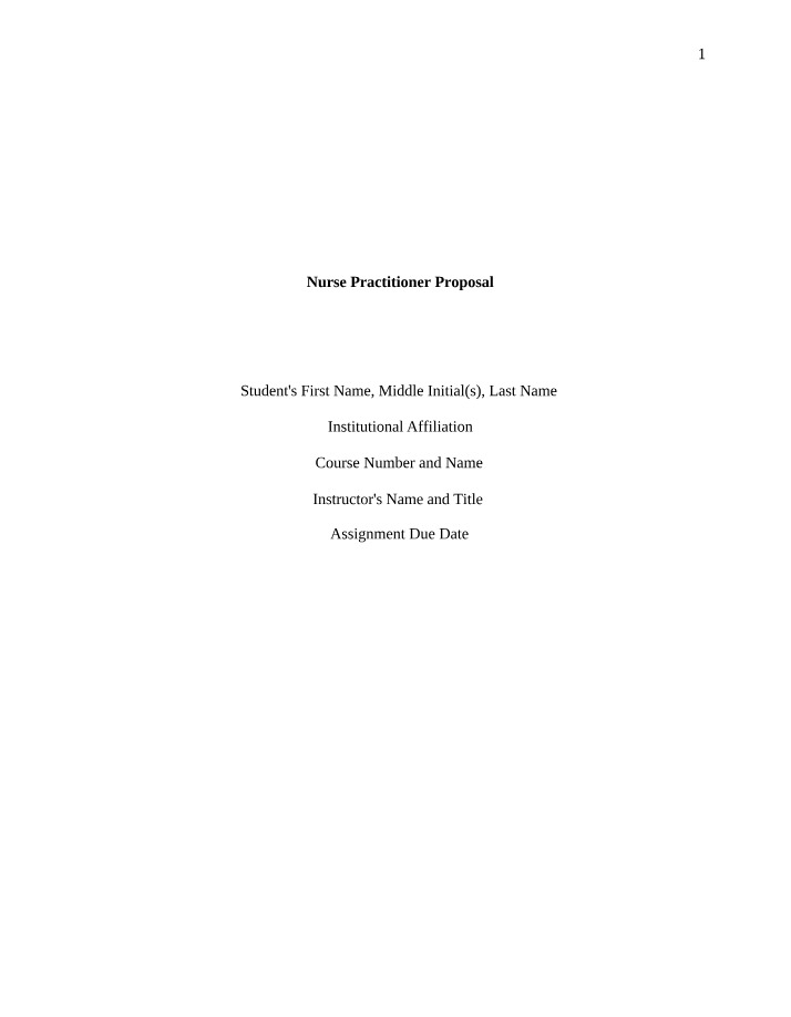 Transitioning to a Qualified Nurse Practitioner - Proposal