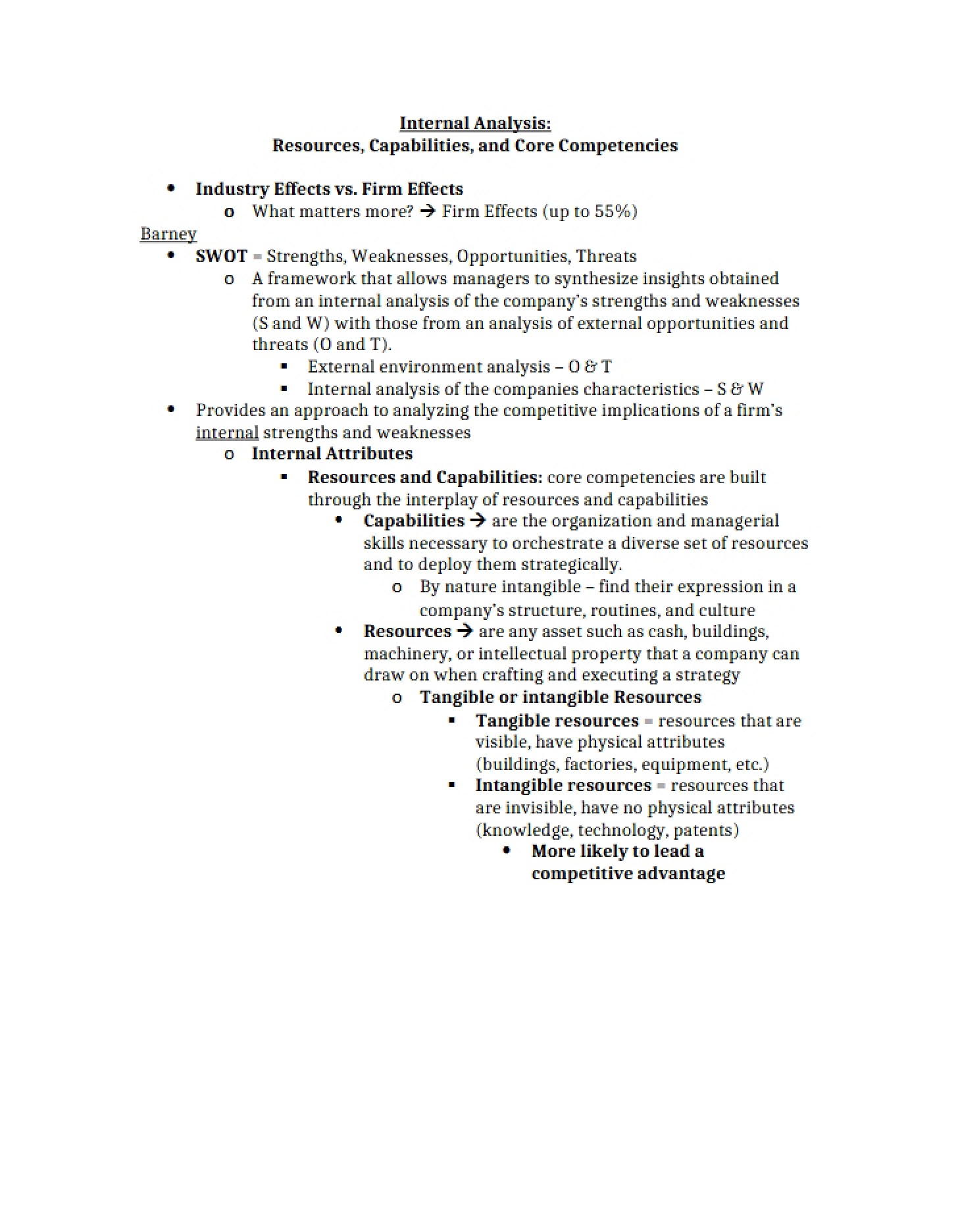 Analysis of Internal Factors
