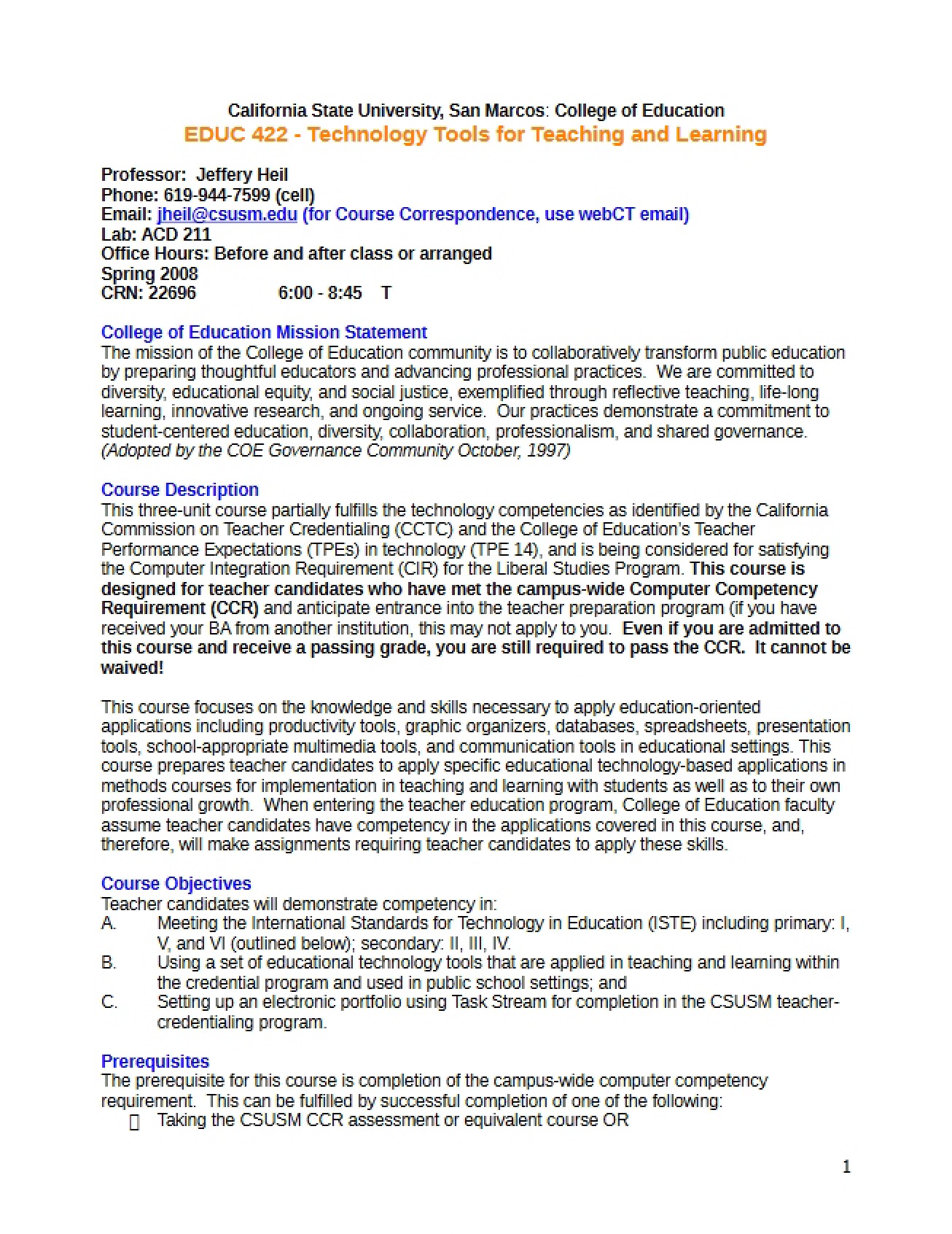 Syllabus by Heil Tech Tools for Teaching