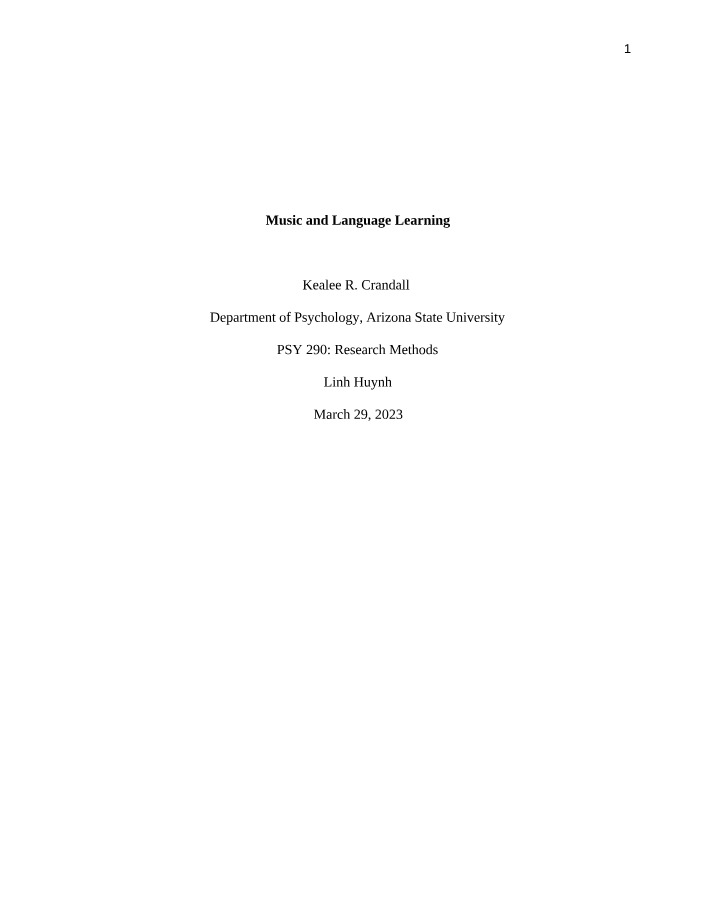 Annotated Bibliography - Music and Language Learning