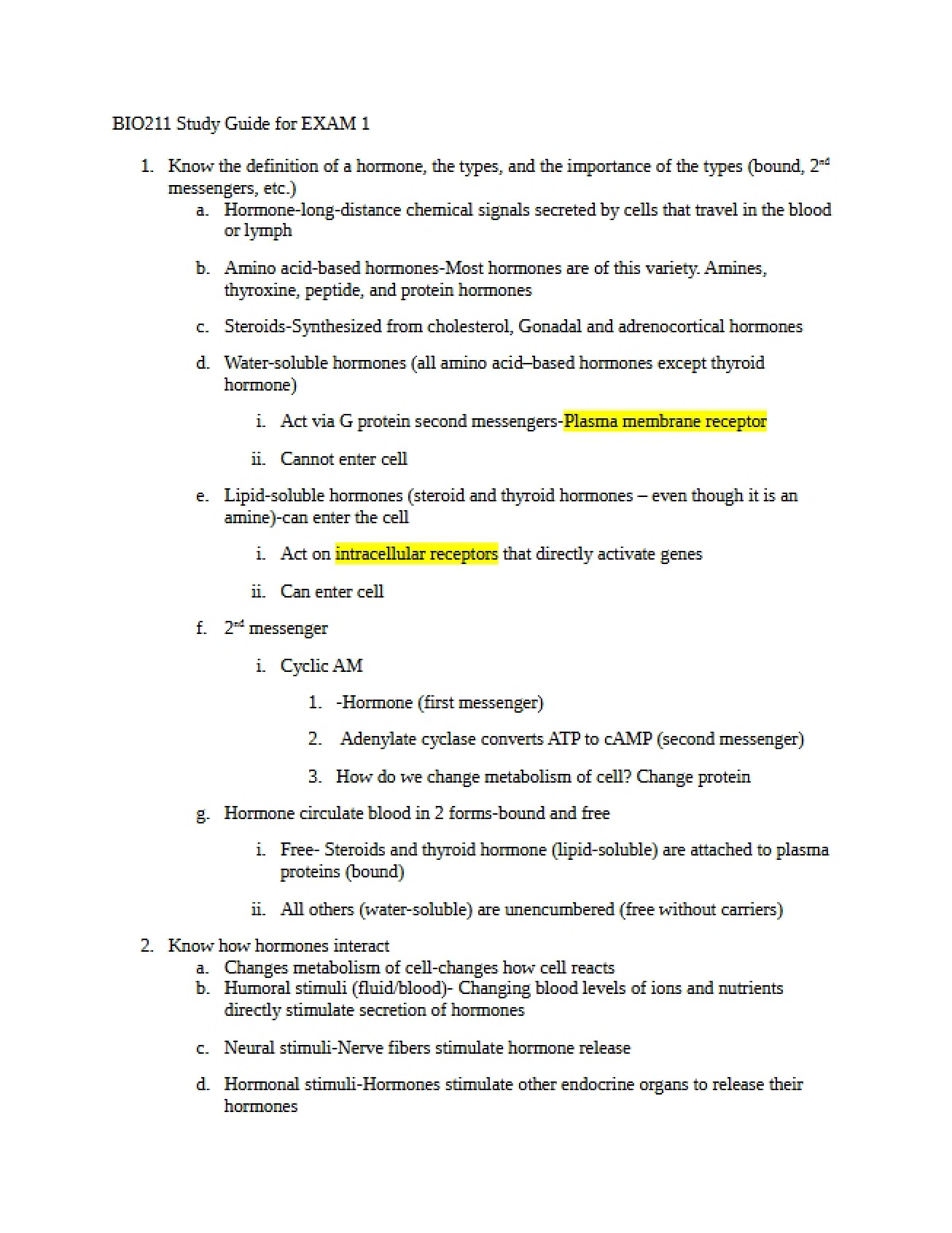 Exam One Study Guide