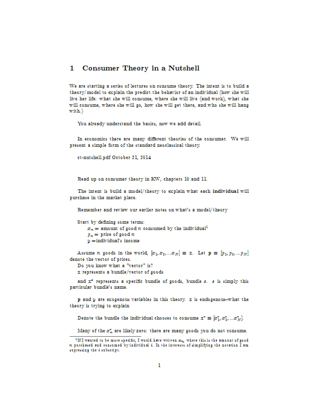 Consumer Theory Summarized