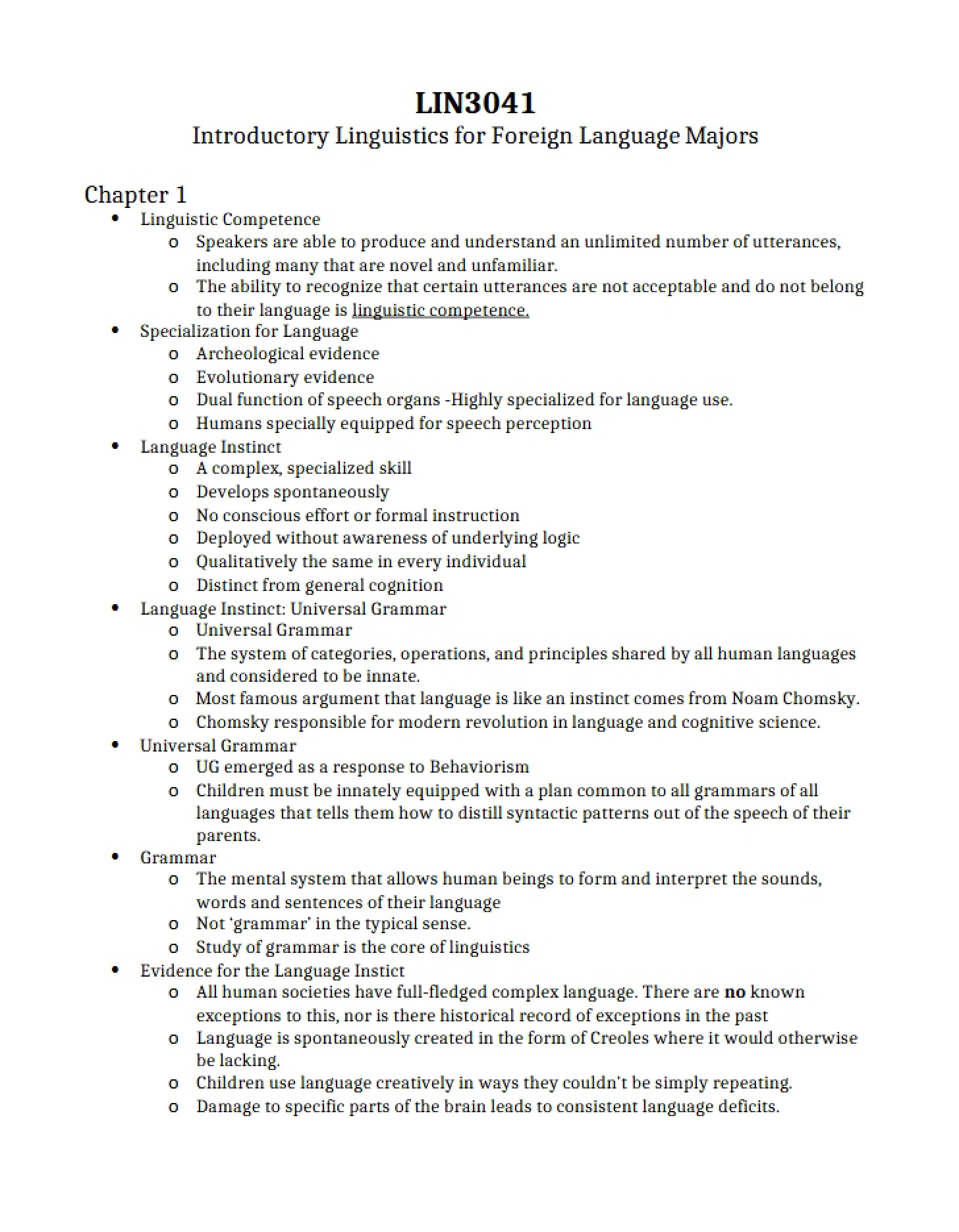 Linguistic Foundations for Language Study