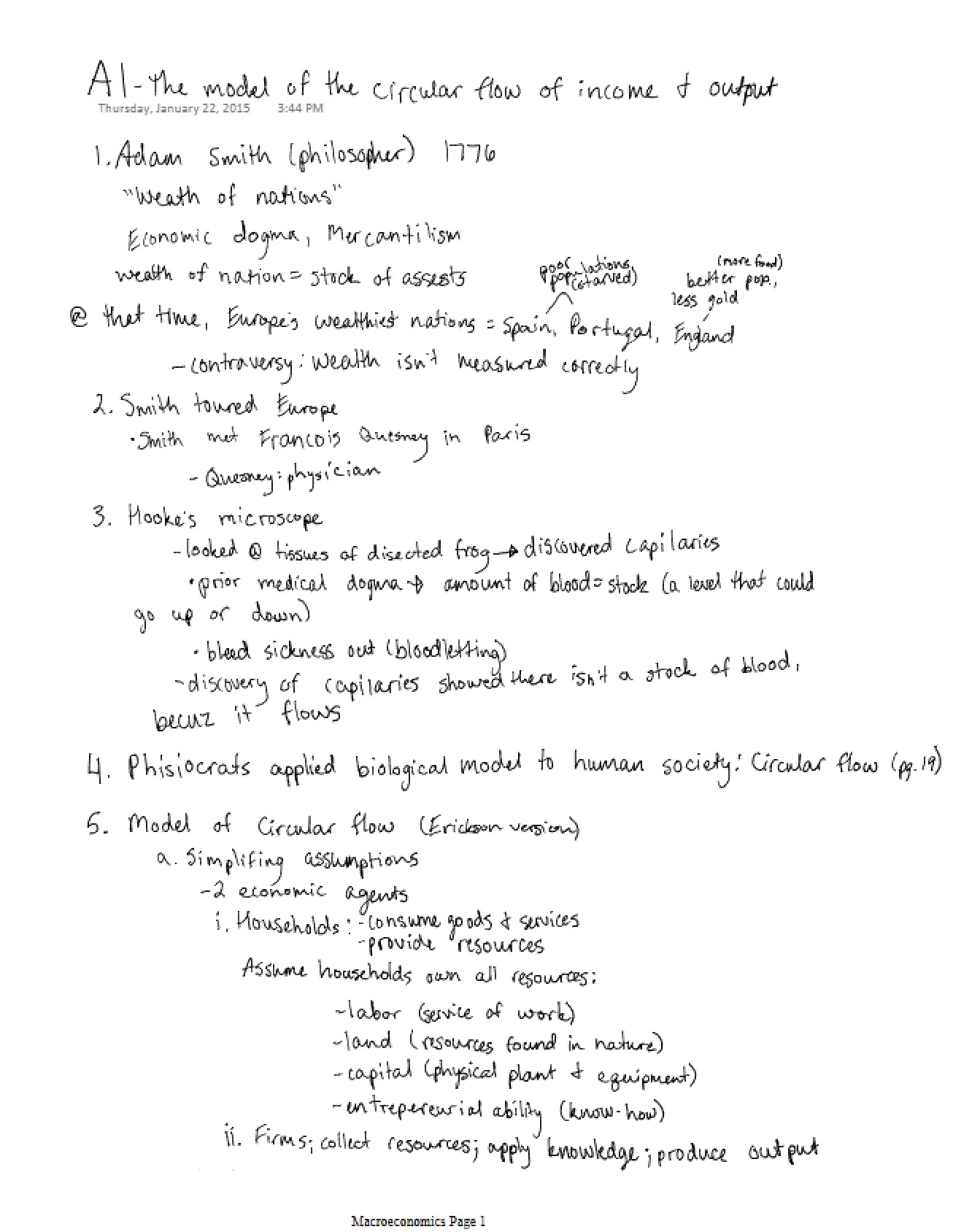 Notes for Macroeconomics Lecture