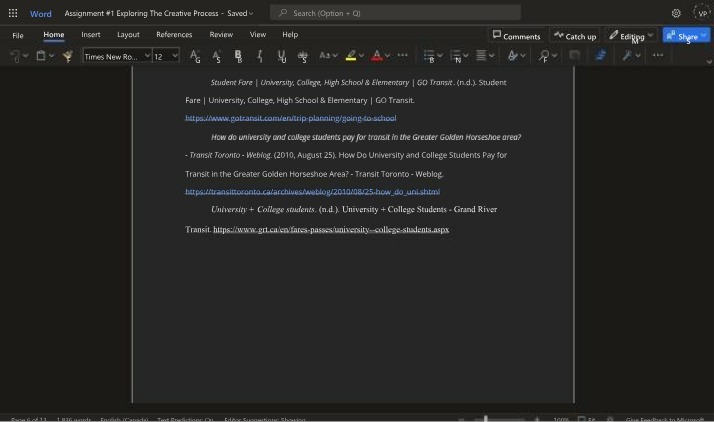 The Creative Process - Assignment 1