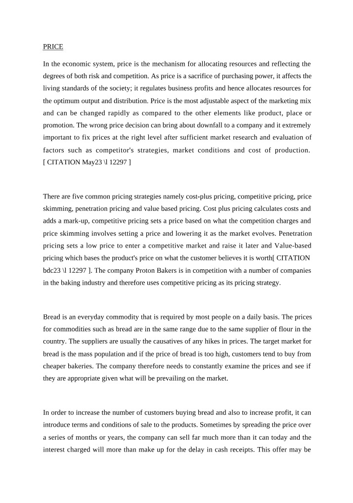 Proton Bakers Case Study - Marketing 7 Ps
