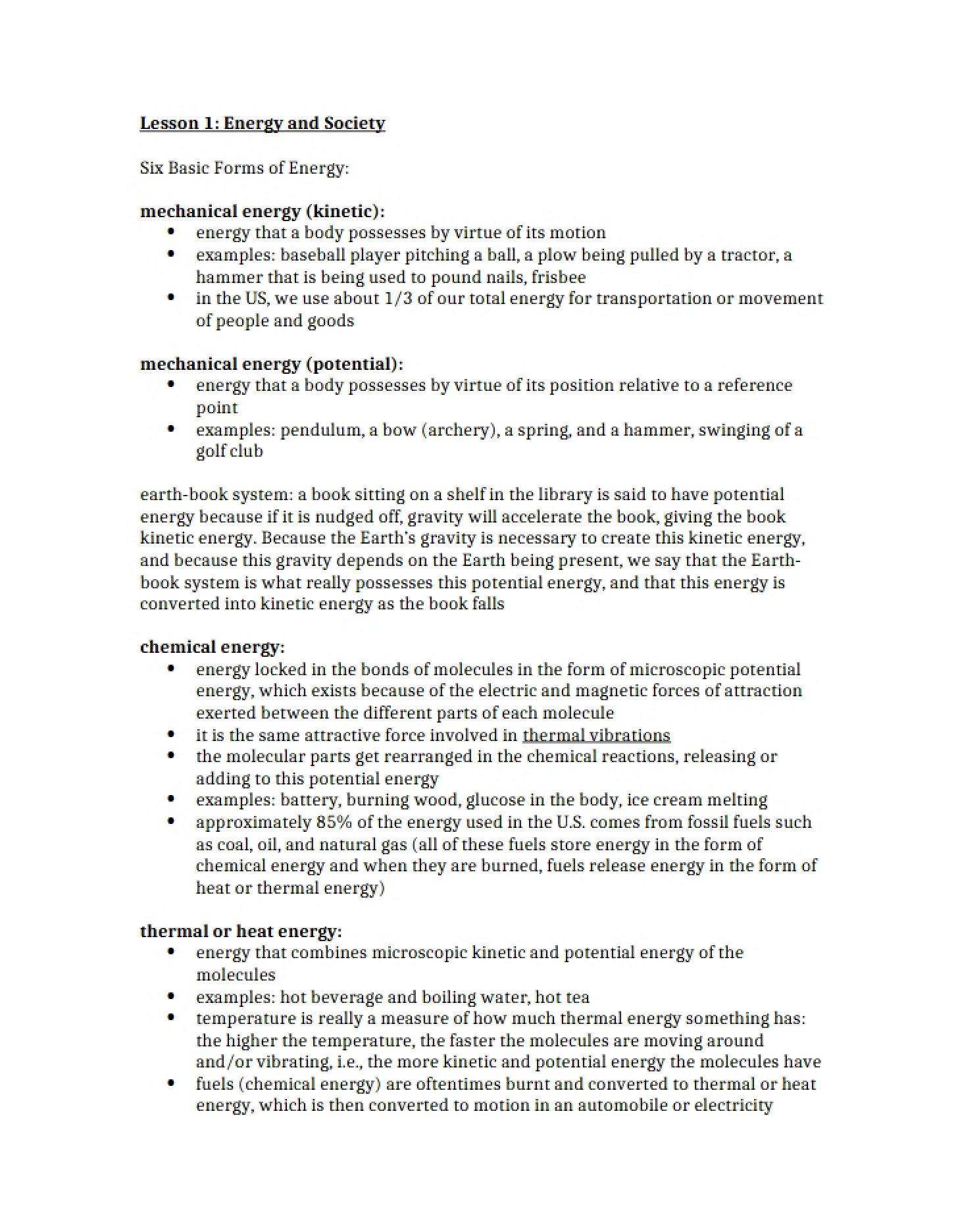 Energy and Society Lesson One