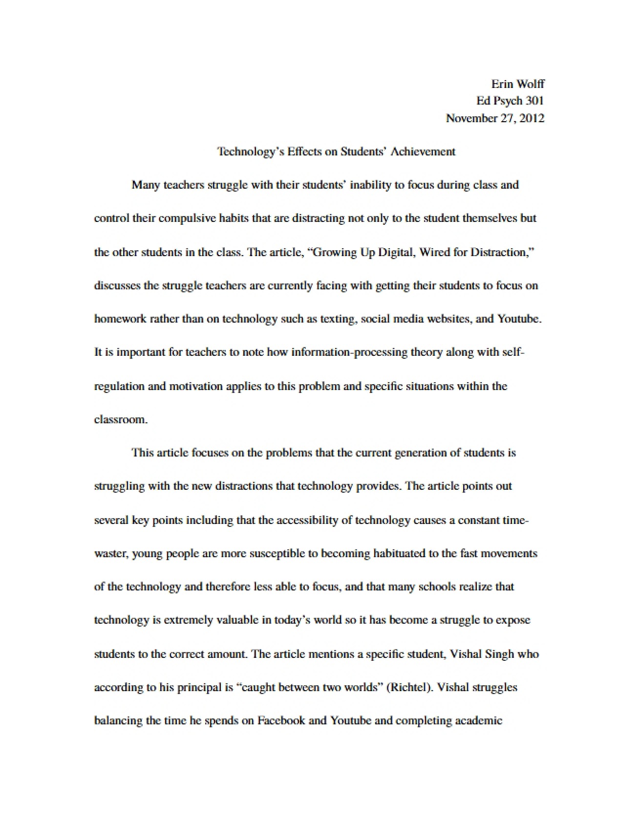 Draft One of Article Analysis