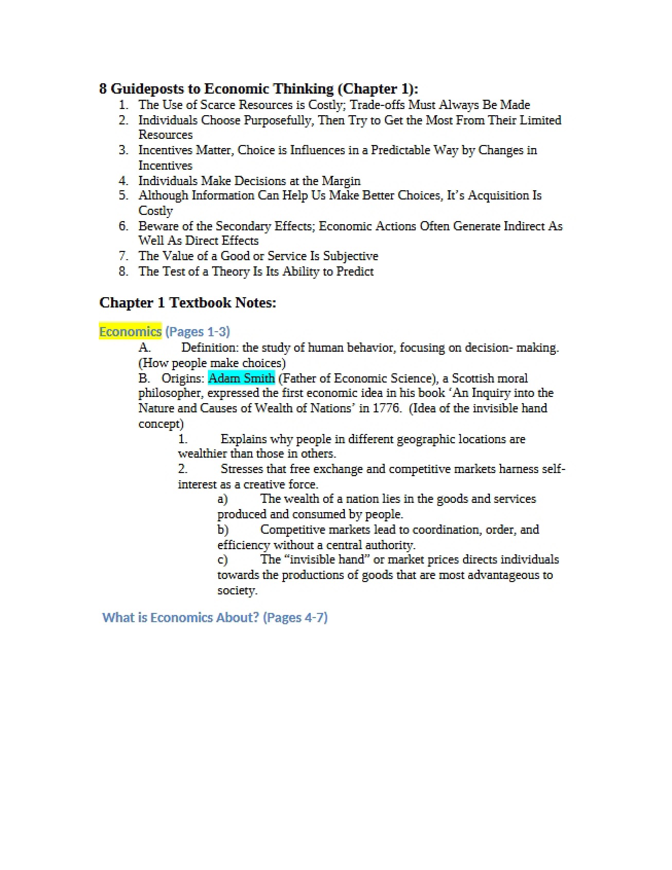 Economic Thinking Guideposts