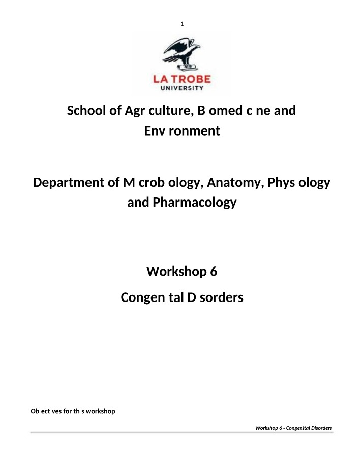 Congenital Disorders - Workshop 6