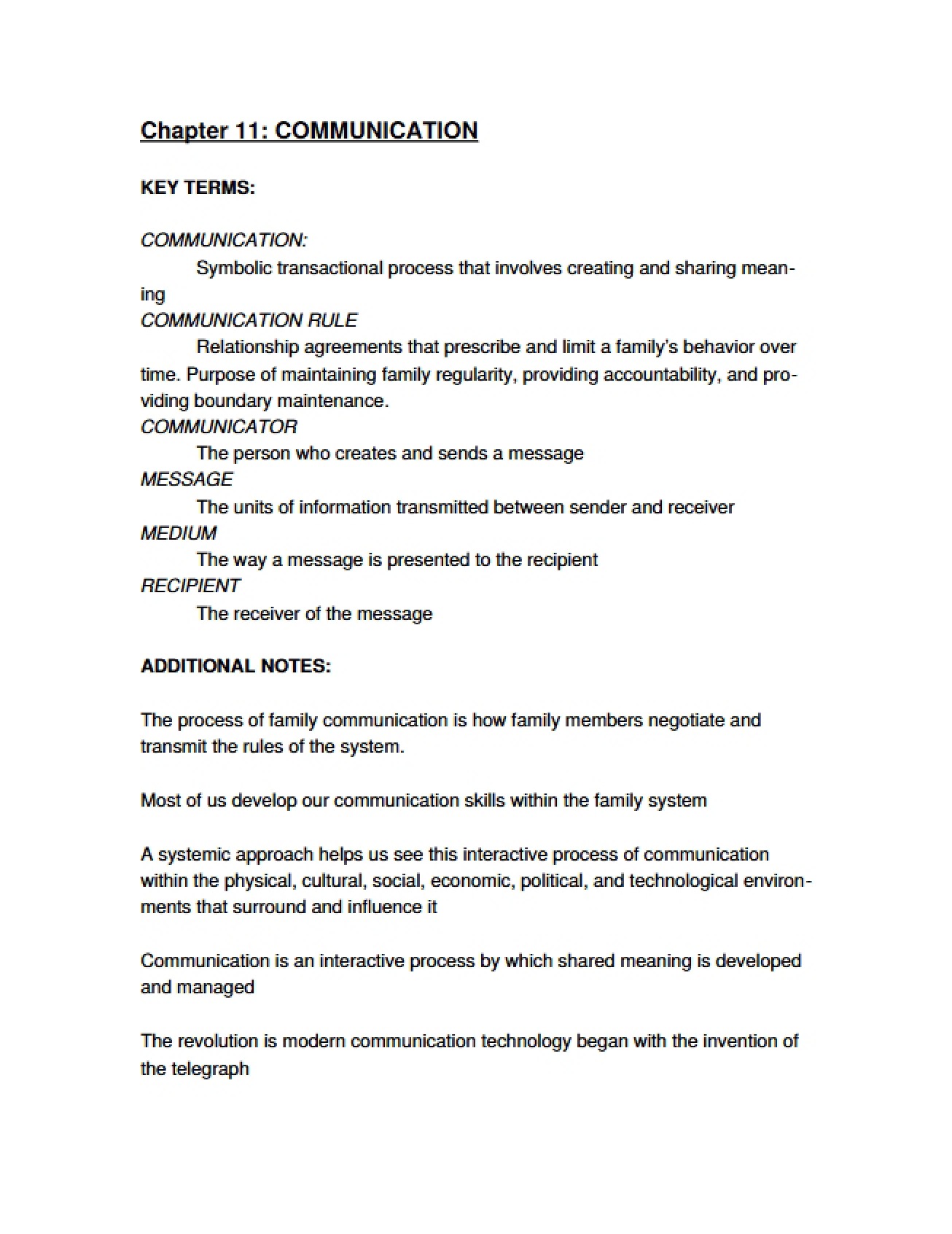 Review of Communication Principles in Chapter Eleven