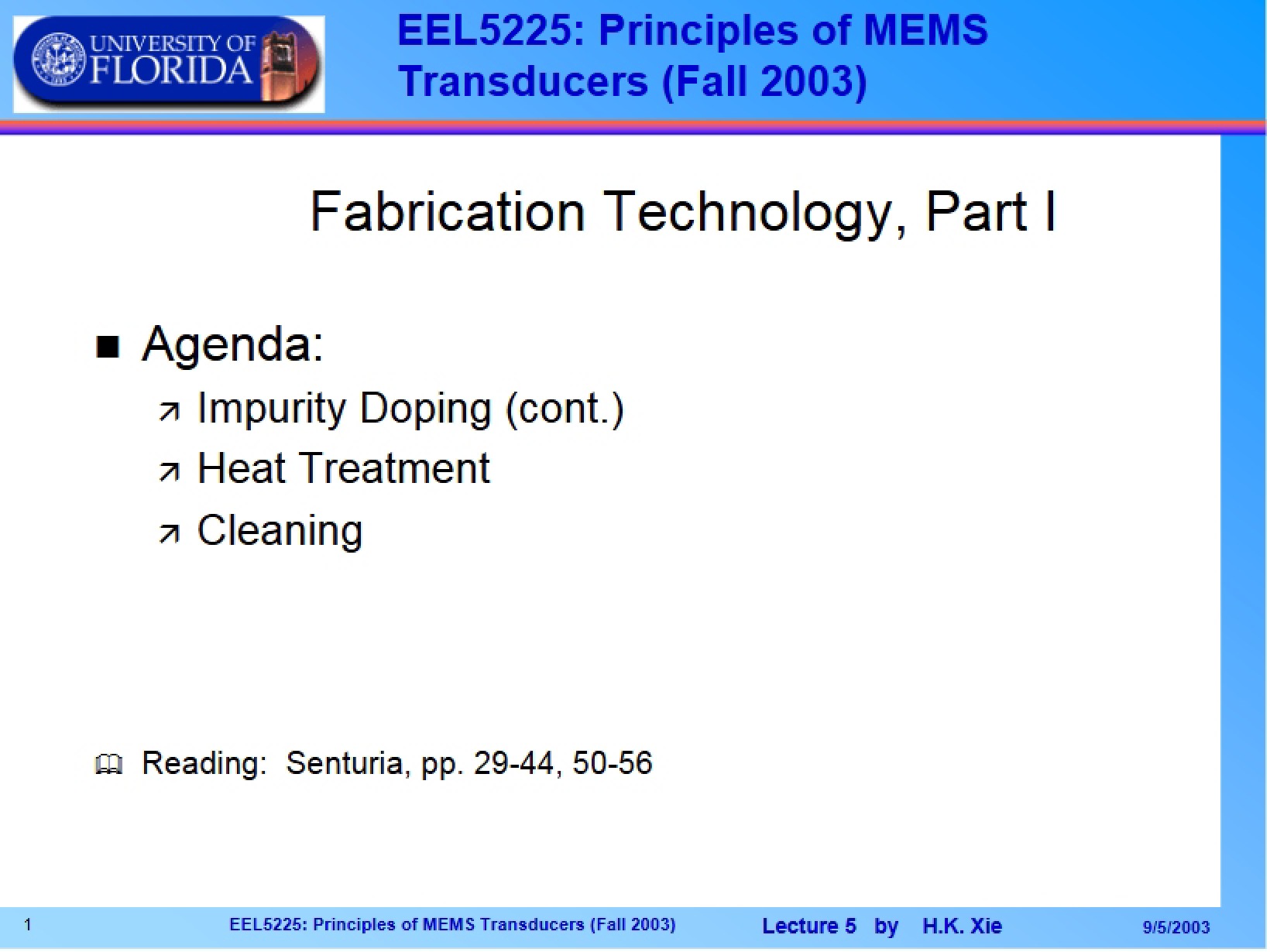 Fifth Lecture