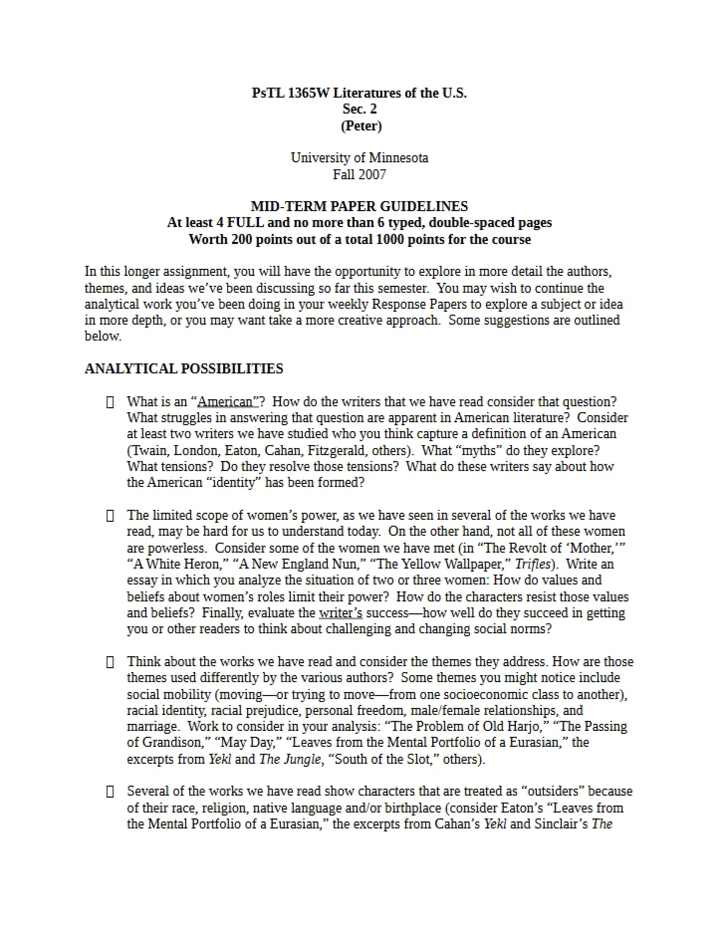 Guidelines Mid-Term Paper