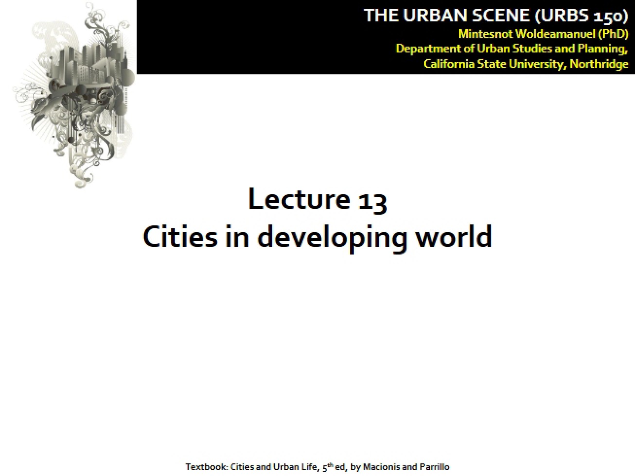 Developing Country Cities (Lecture 13)
