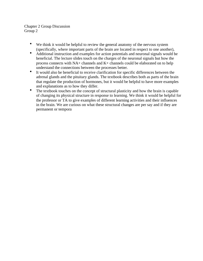 Group Discussion for Chapter 2