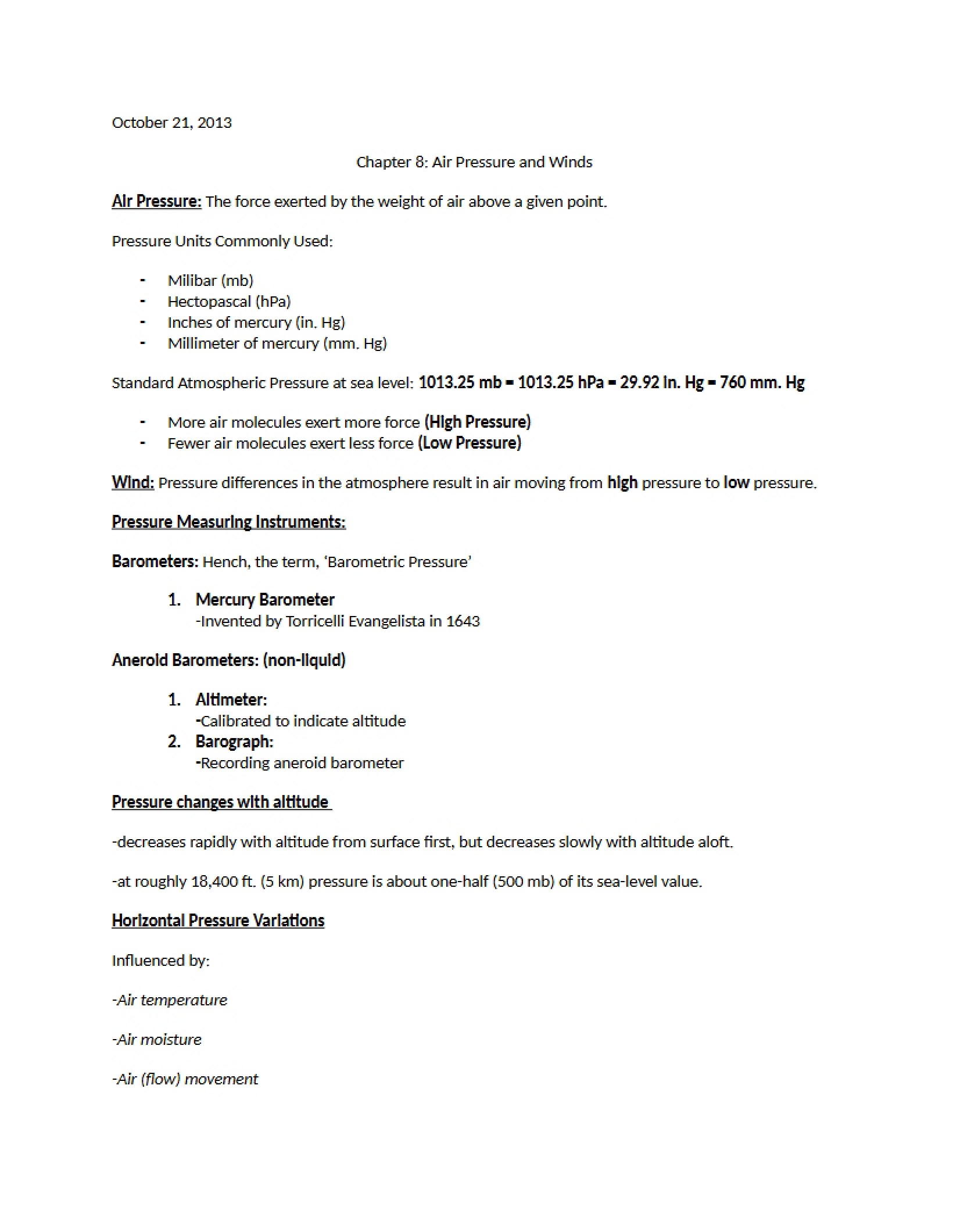 Notes on Weather Part 5