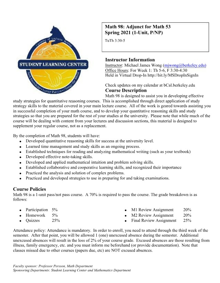 M53 Adjunct Course Syllabus