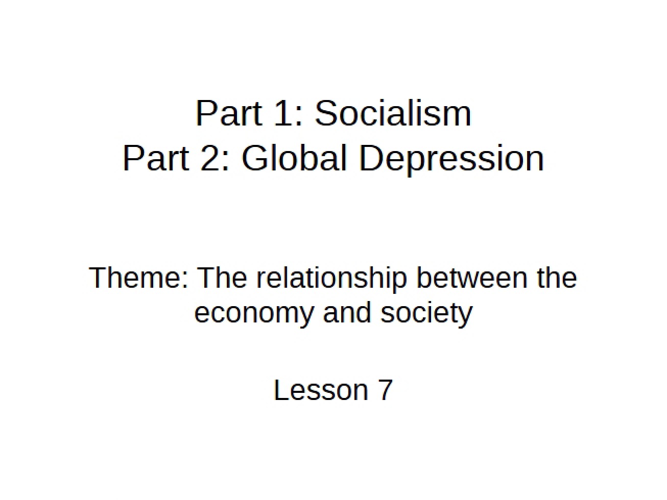 Relationship Between Society and the Economy