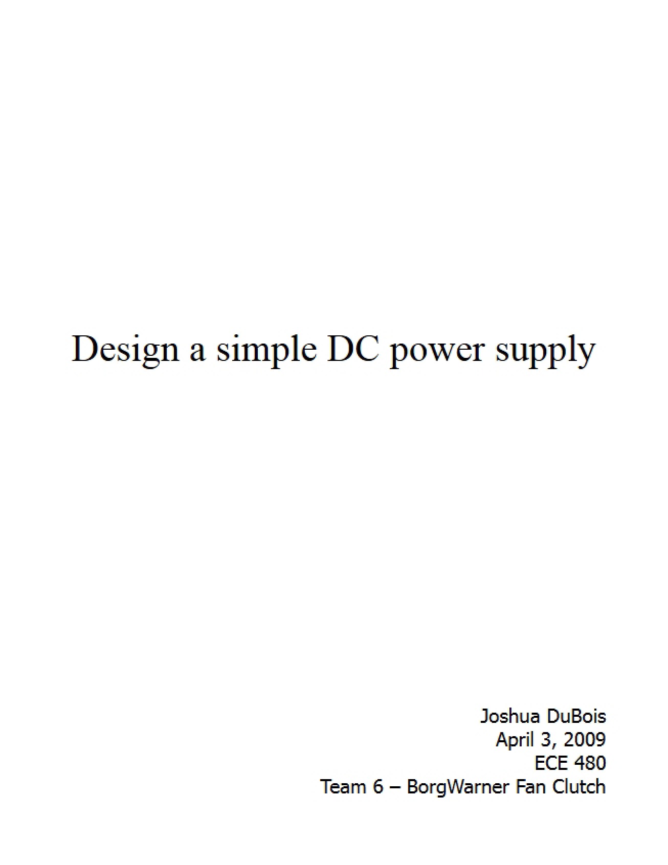 Application Note for Power Supply