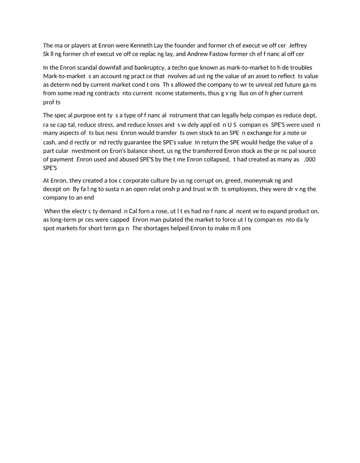 Enron Scandal - Mark-to-Market Accounting