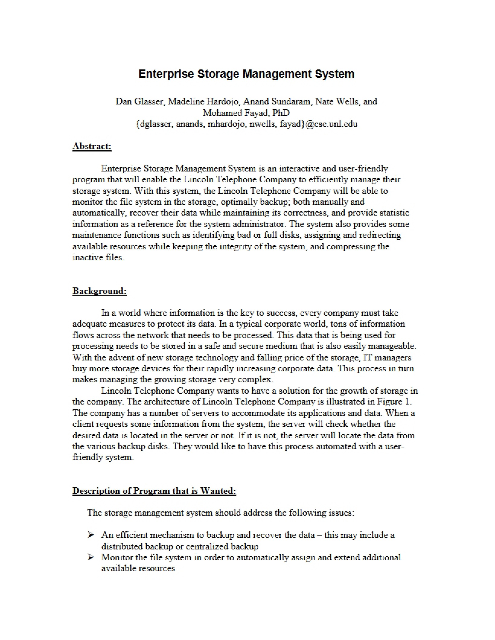 System for Managing Enterprise Storage