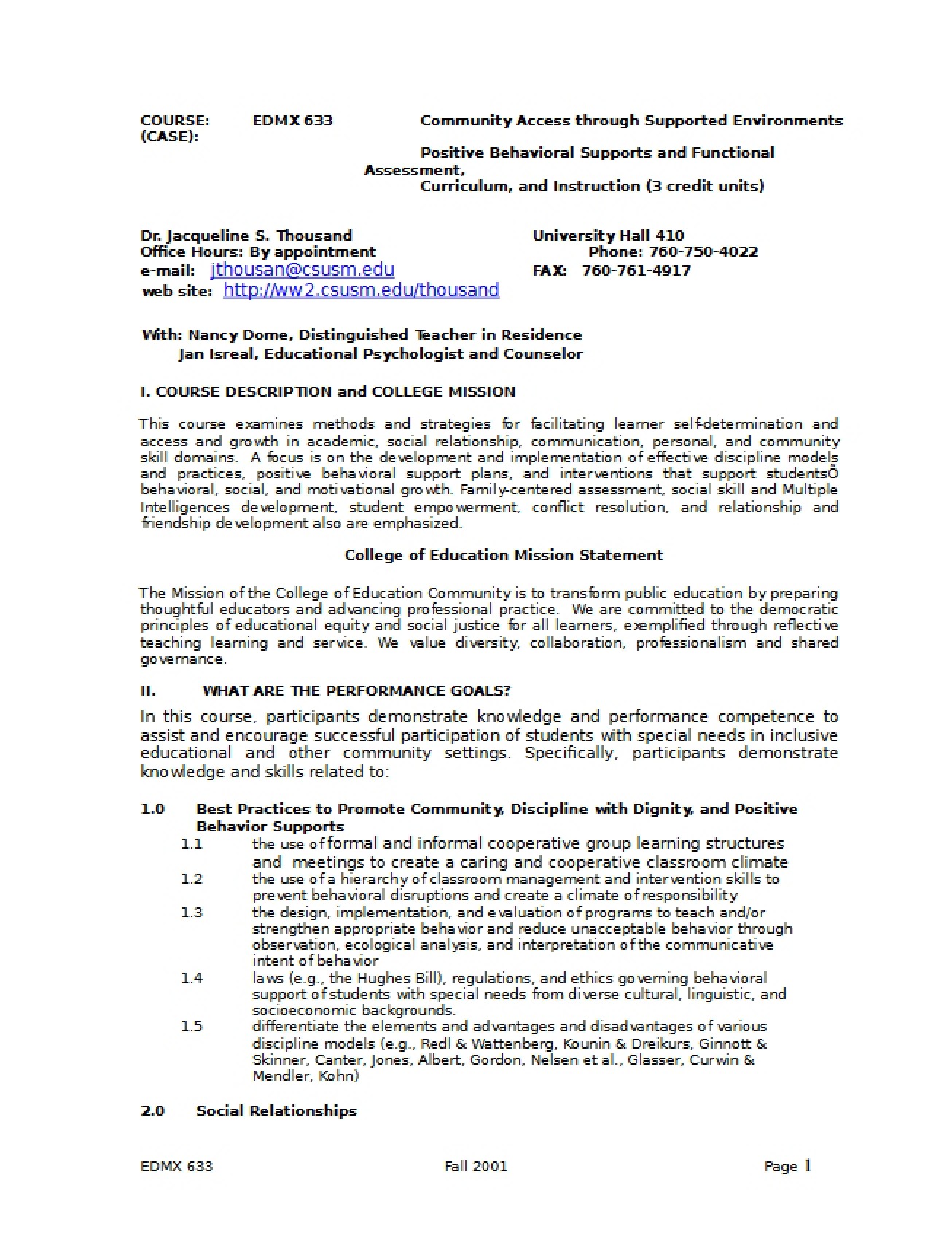 Syllabus for Community Access