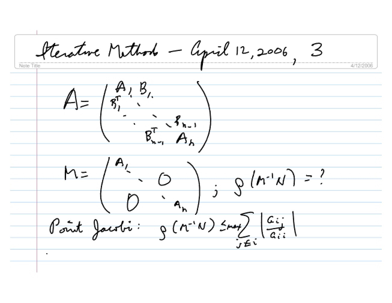 Advanced Methods in Matrix Computations Lecture Notes (Set 2)