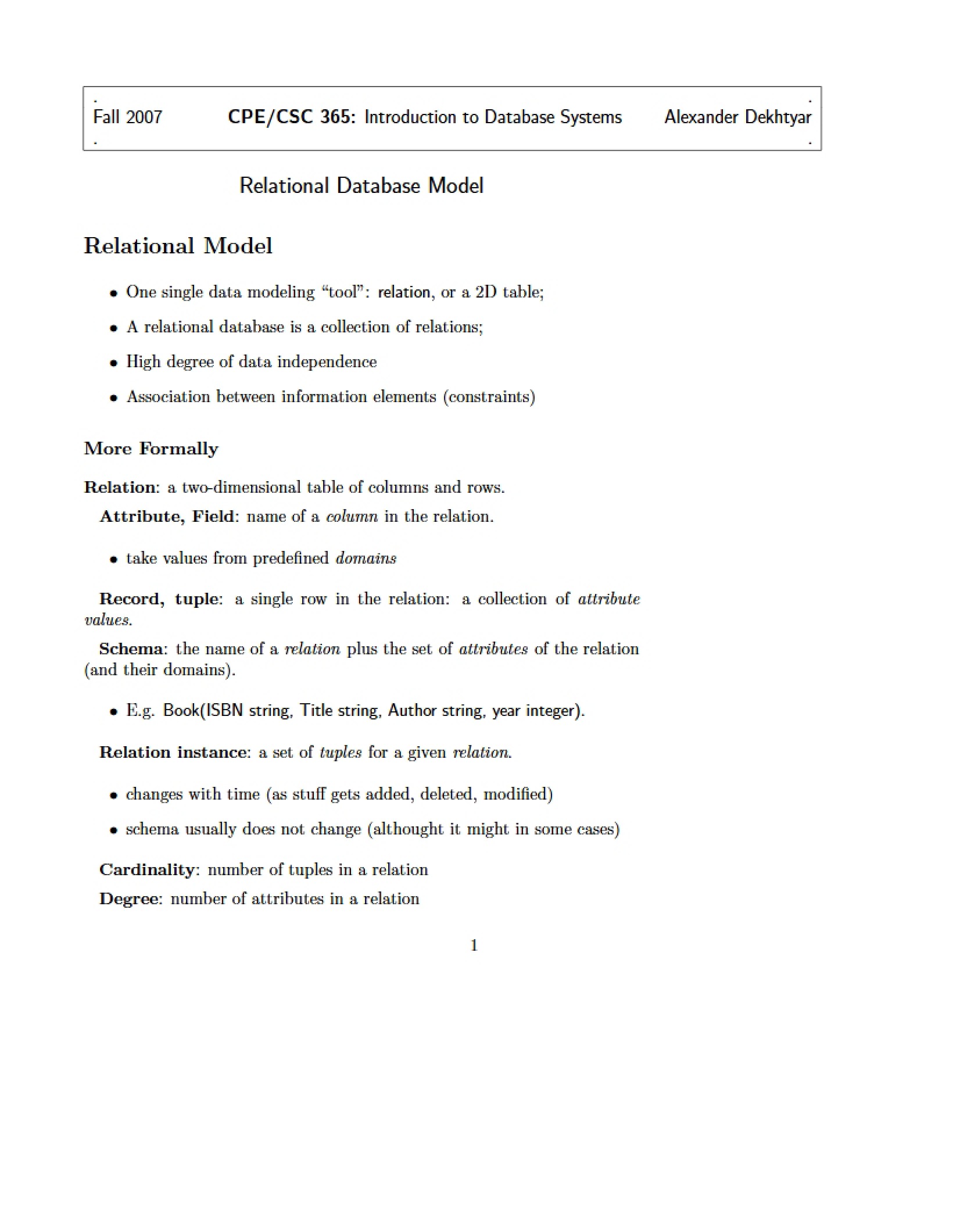 Lecture 03 - Database Systems