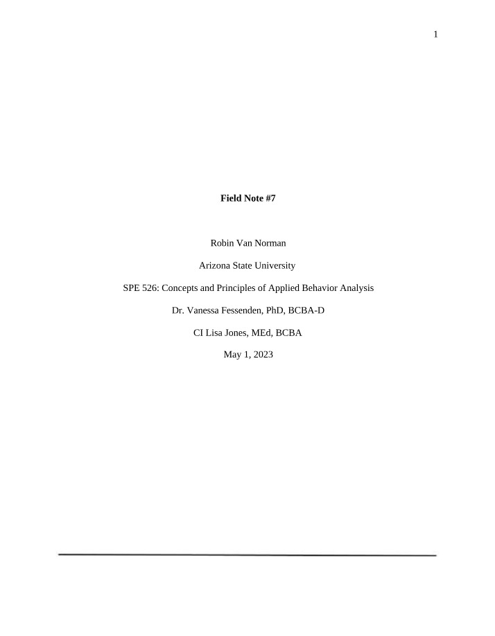 SPE526 Field Note 7 Version 2