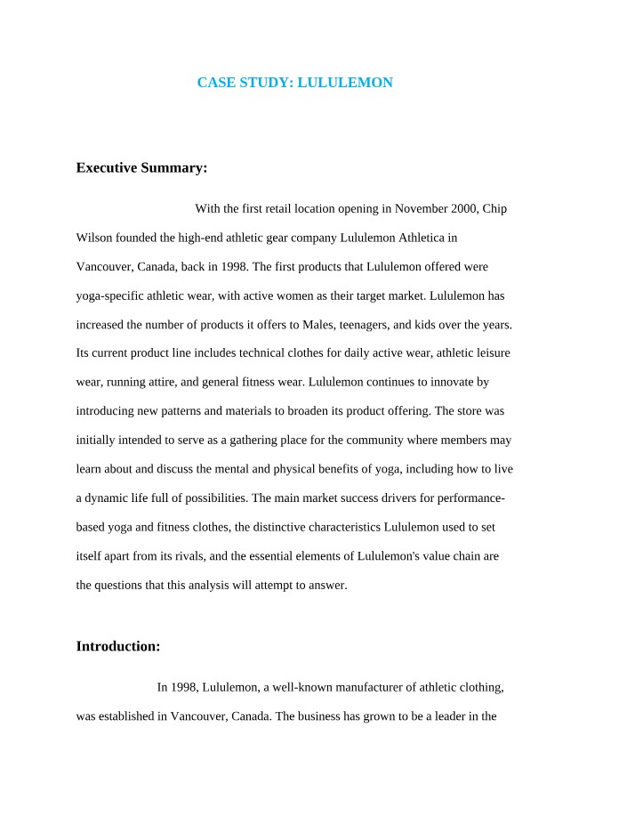 Case Study - Lululemon
