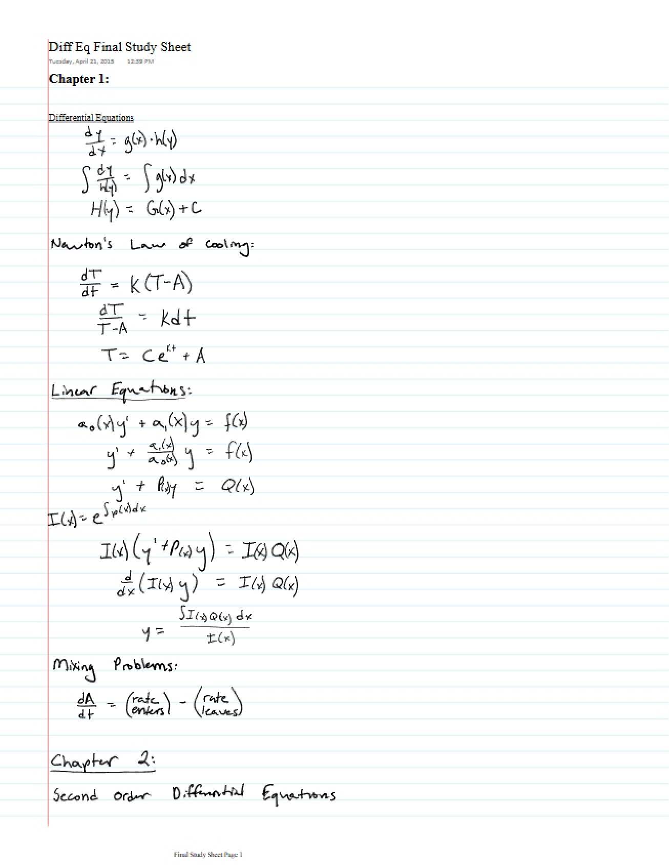 Equations Differential