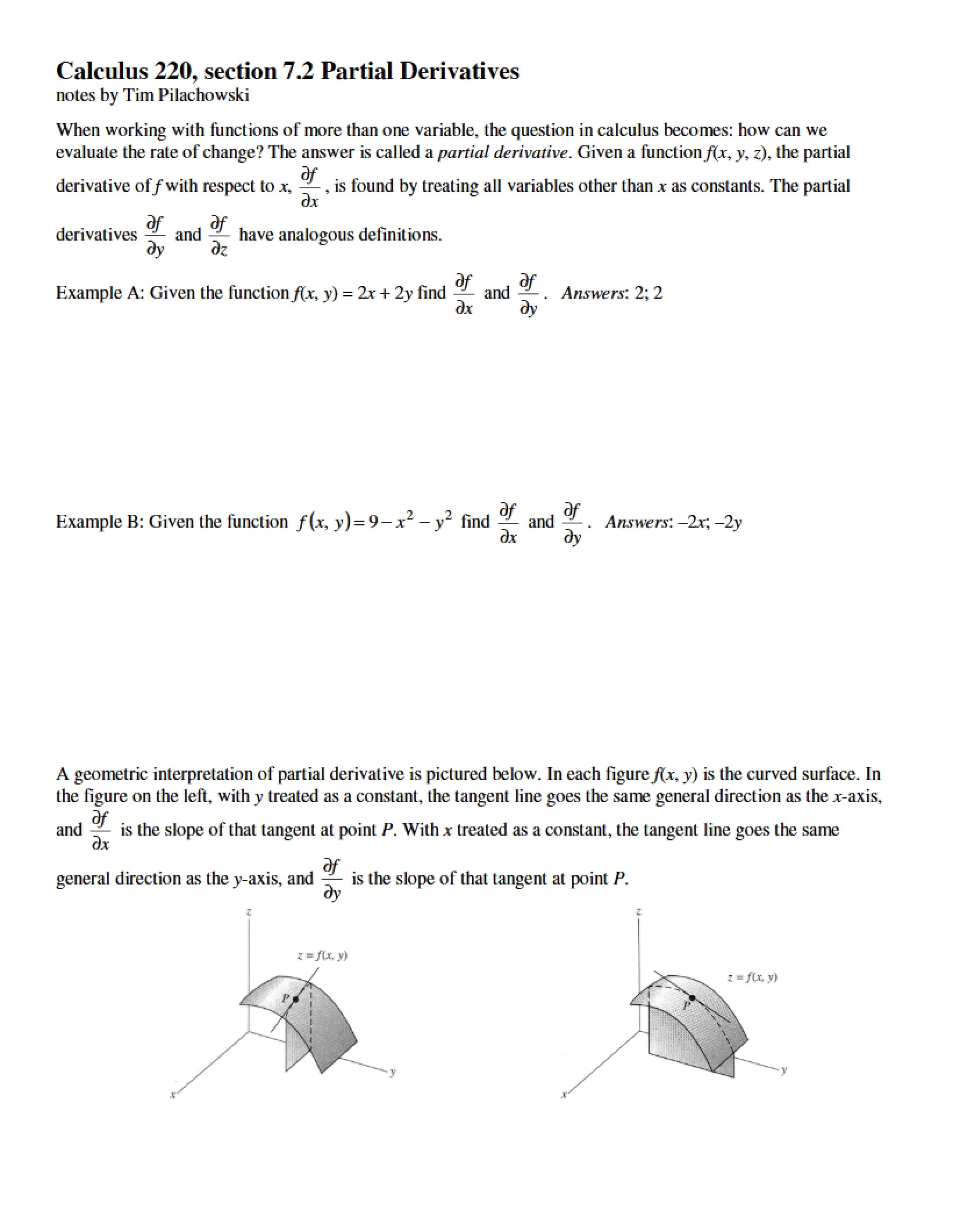 Derivatives Partial
