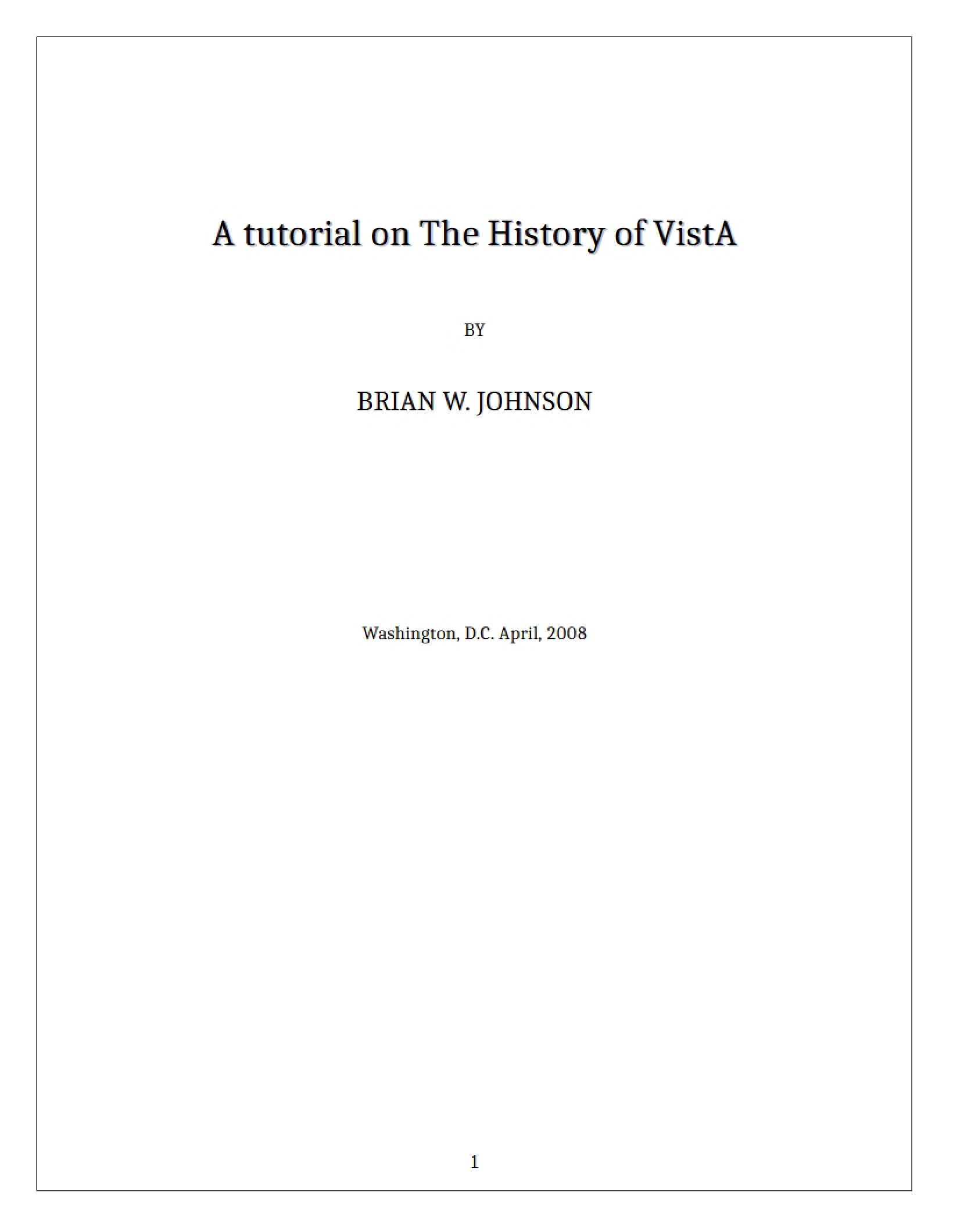 VistA History Tutorial