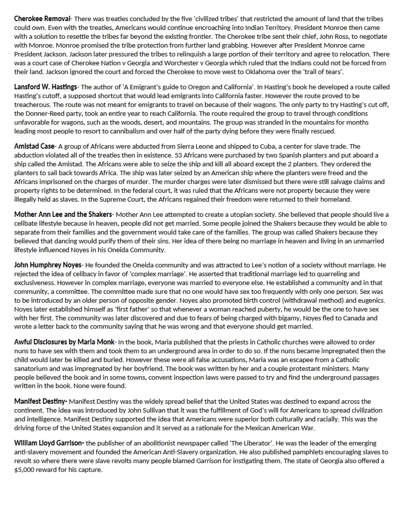 US Civilization Notes