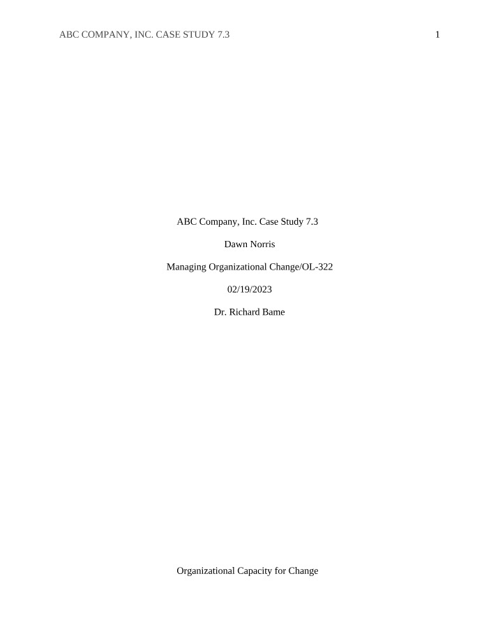 Case Study 7.3 - ABC Company, Inc
