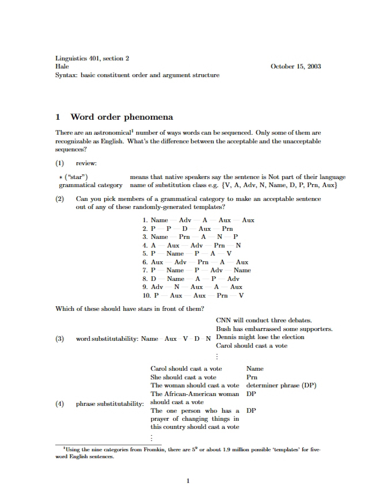 Lecture Syntax
