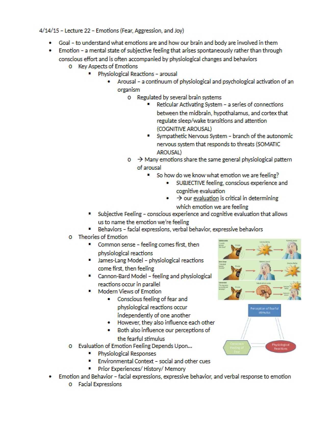 Twenty-Second Lecture Notes for Biological Psychology