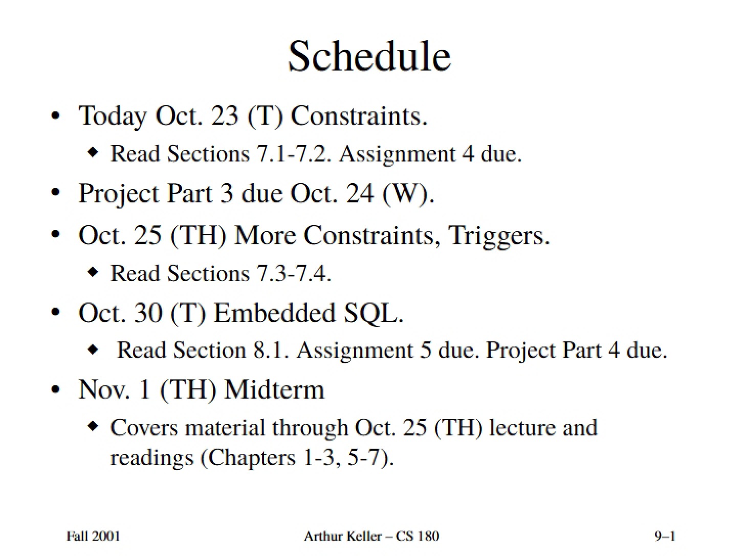 Lecture Topic Notes
