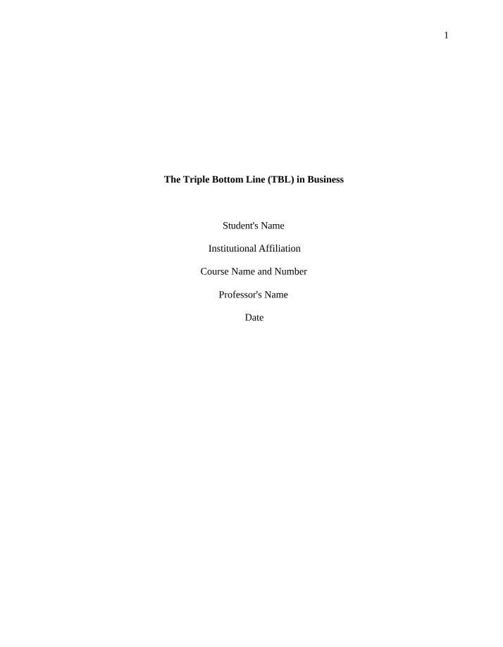 Triple Bottom Line Concept