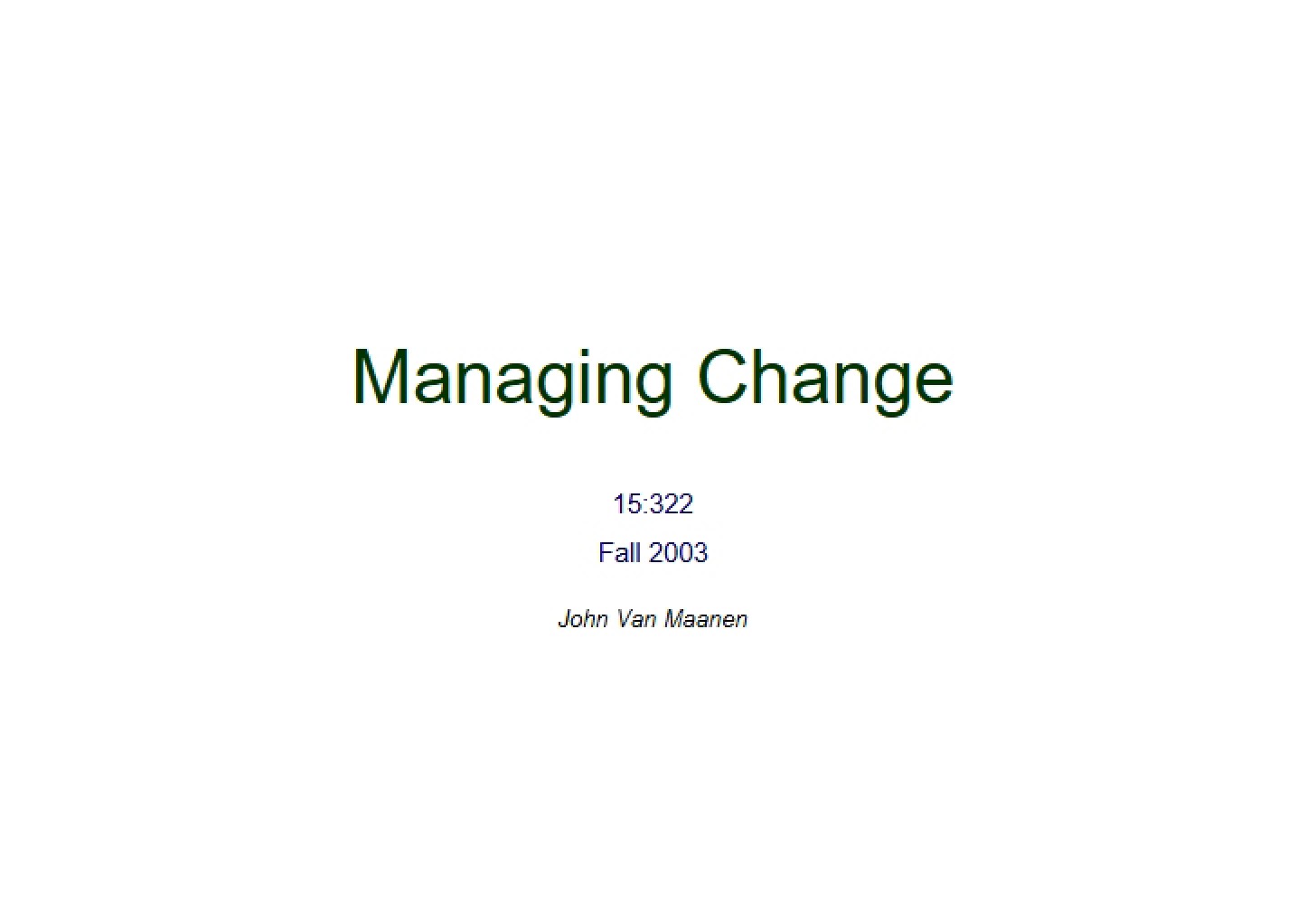 Change Management