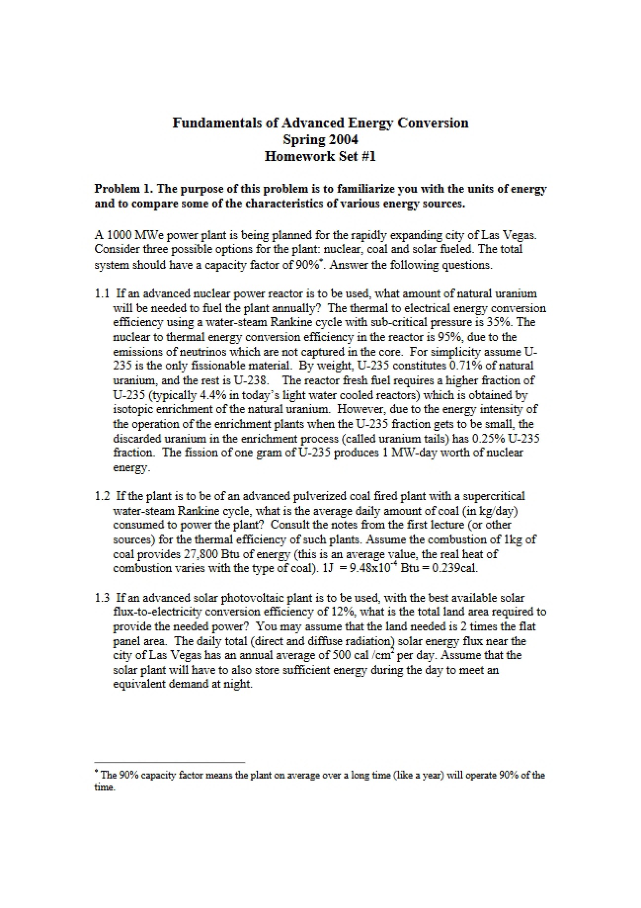Homework Set: Energy Conversion