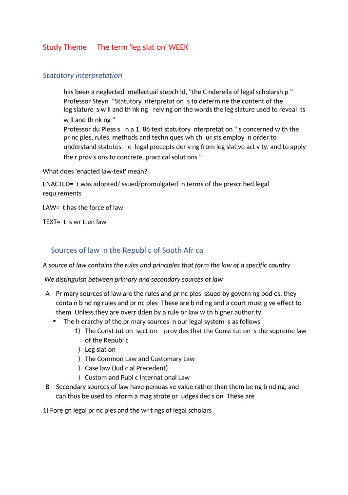 Legislation - Sources and Statutory Interpretation