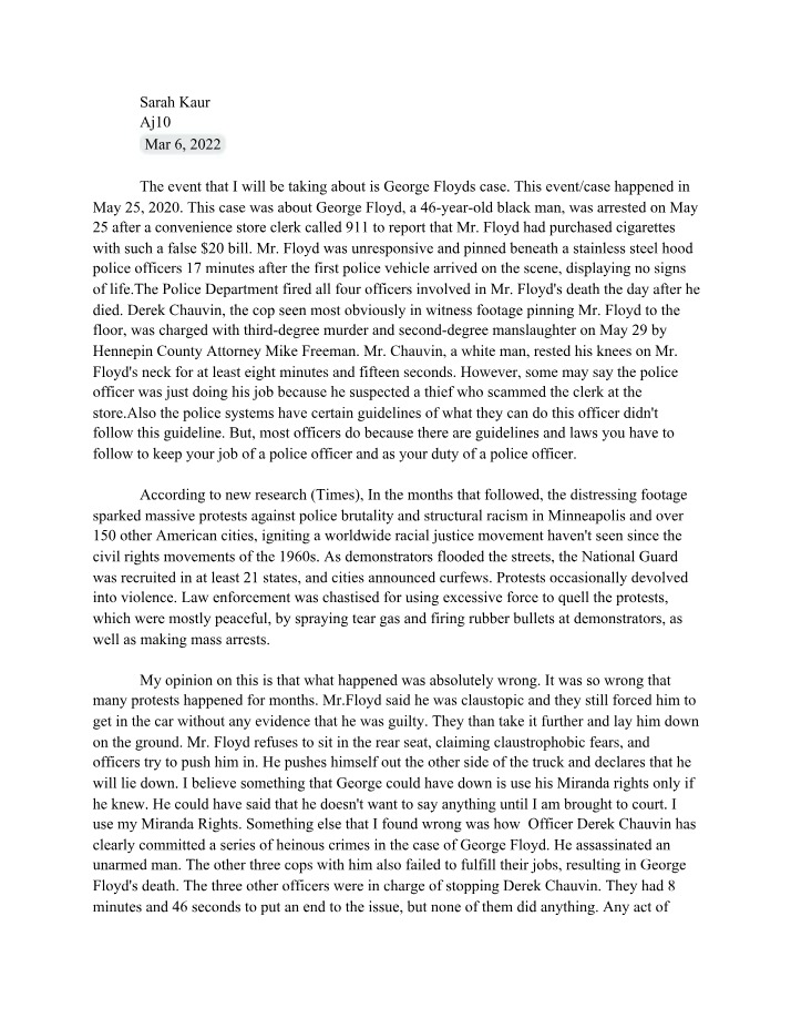 George Floyd Case - Opinion and Analysis